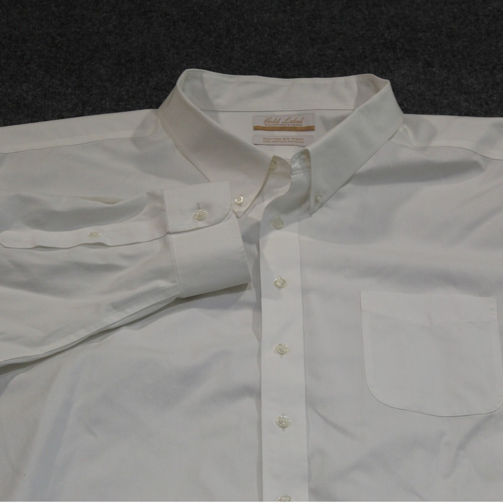 Roundtree &‎ Yorke Gold Label Mens White Dress Shirt Non-Iron 22/36 BIG